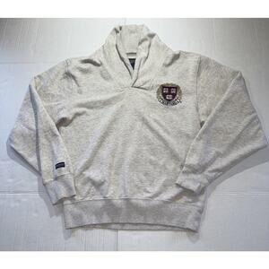 Harvard Crimson Sweater Adult Small Gray Pullover Jansport Shawl Collar Preppy